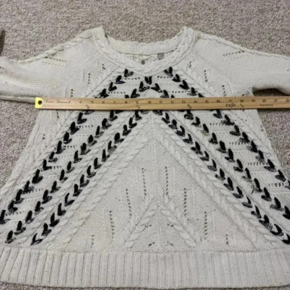 Knitted & Knotted Ribboned Cables Sweater Medium Cable Knit Ribbon Anthropologie - Picture 7 of 11